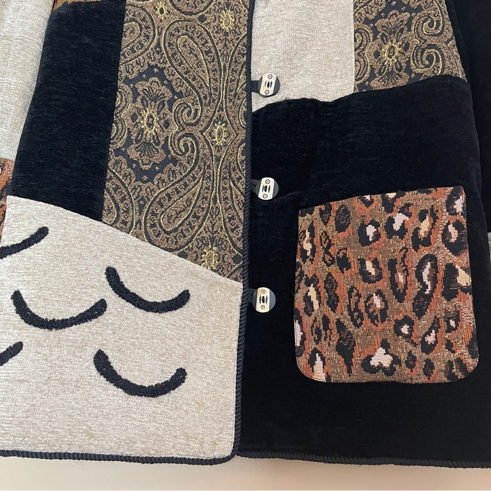 Indigo Moon Patchwork Tapestry Chenille Blazer Ja… - image 5